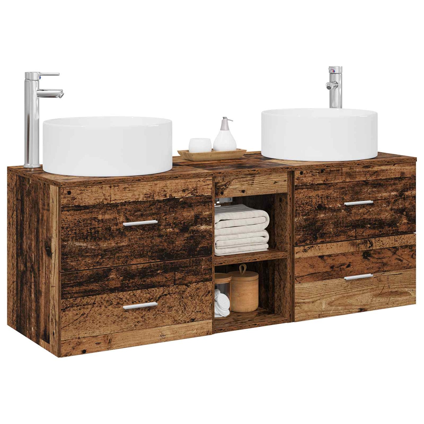 Badkamermeubelset 3 st Oud hout 49,5 x 44,5 x 65,5 cm
