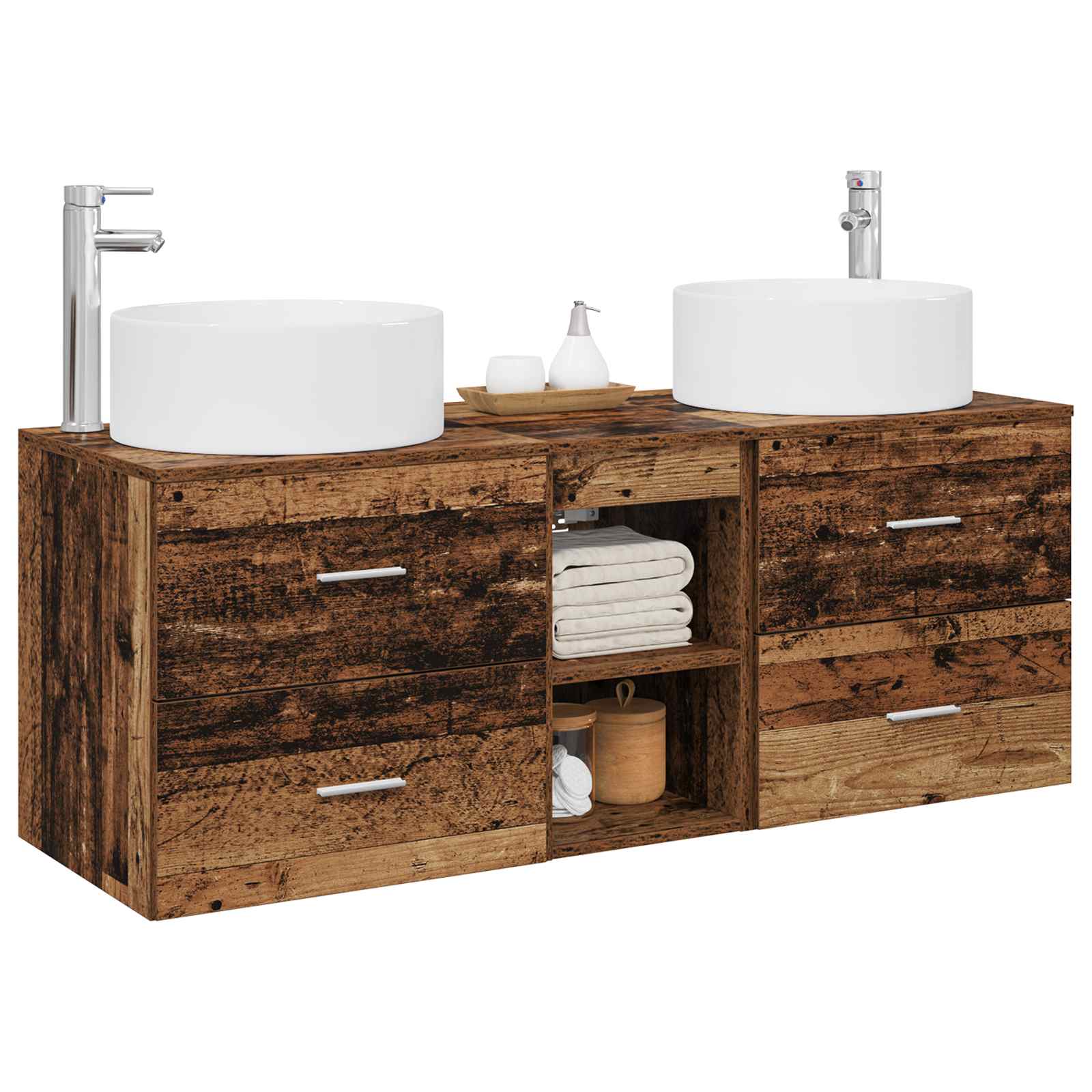 Badkamermeubelset 3 st Oud hout 49,5 x 44,5 x 65,5 cm