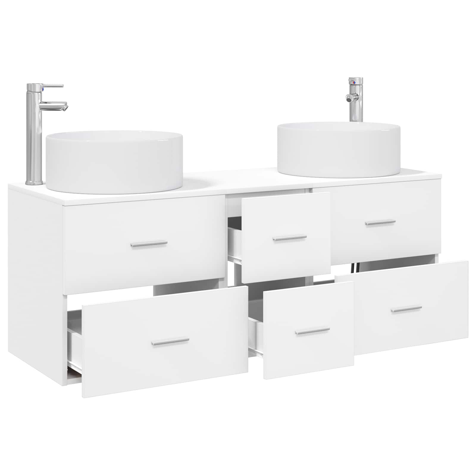 Badkamermeubelset 3 st Wit 49,5 x 44,5 x 65,5 cm Bewerkt hout
