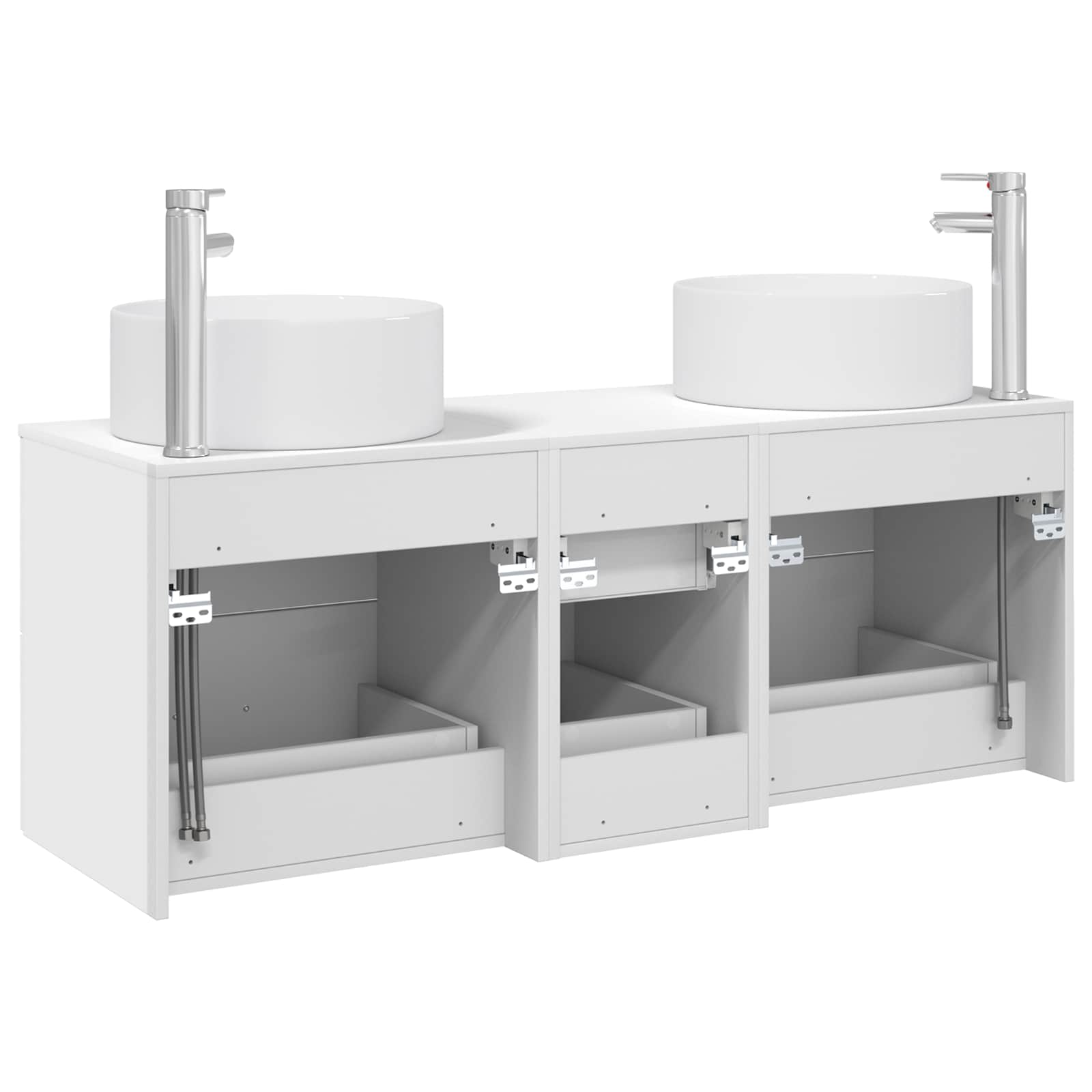 Badkamermeubelset 3 st Wit 49,5 x 44,5 x 65,5 cm Bewerkt hout