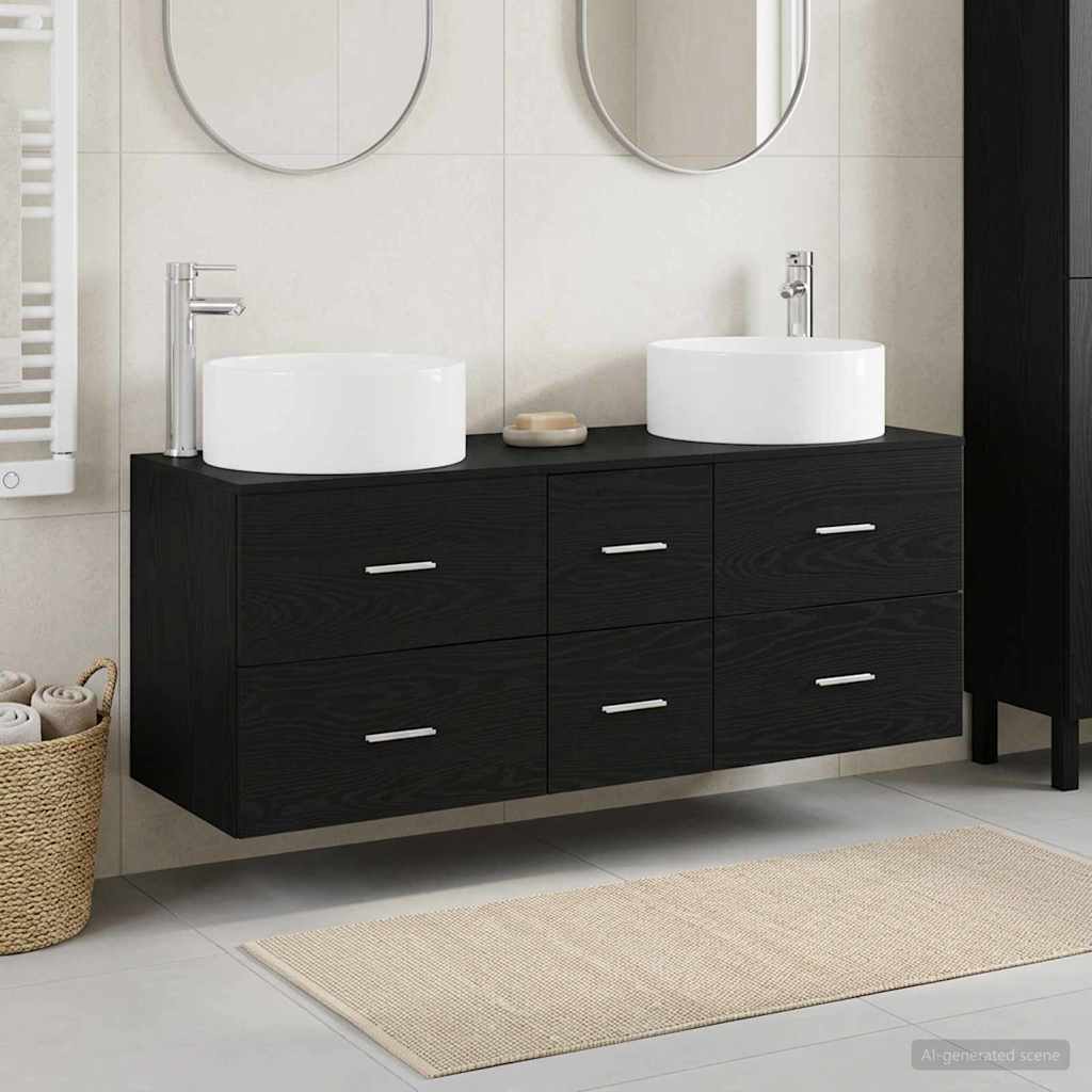 Badkamermeubelset 3 st Zwart 49,5 x 44,5 x 65,5 cm Bewerkt hout