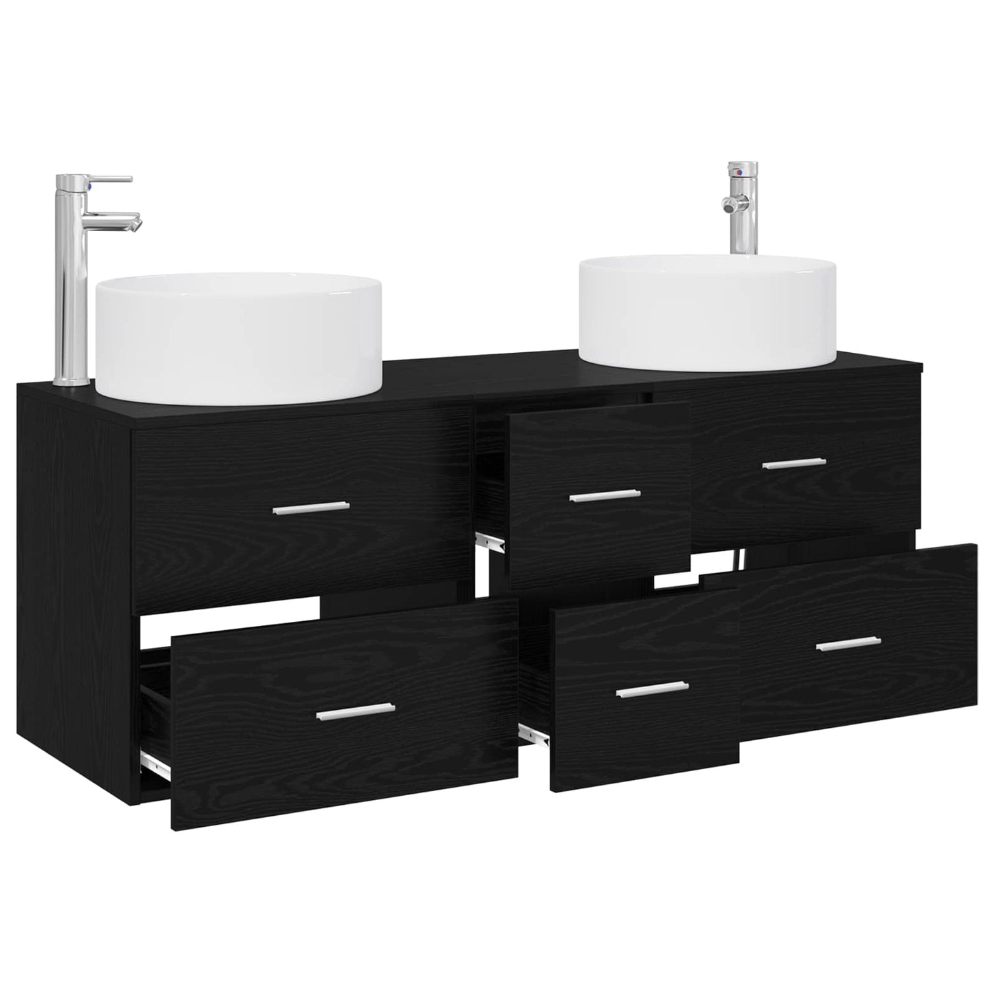 Badkamermeubelset 3 st Zwart 49,5 x 44,5 x 65,5 cm Bewerkt hout