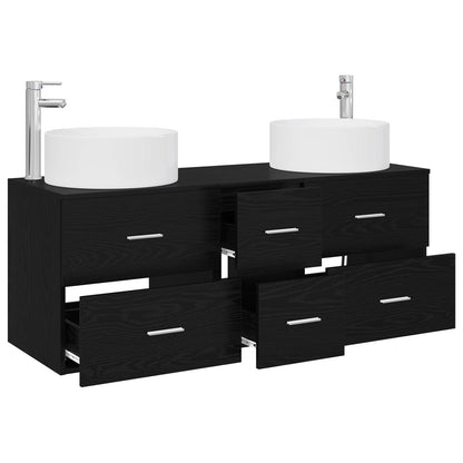 Badkamermeubelset 3 st Zwart 49,5 x 44,5 x 65,5 cm Bewerkt hout