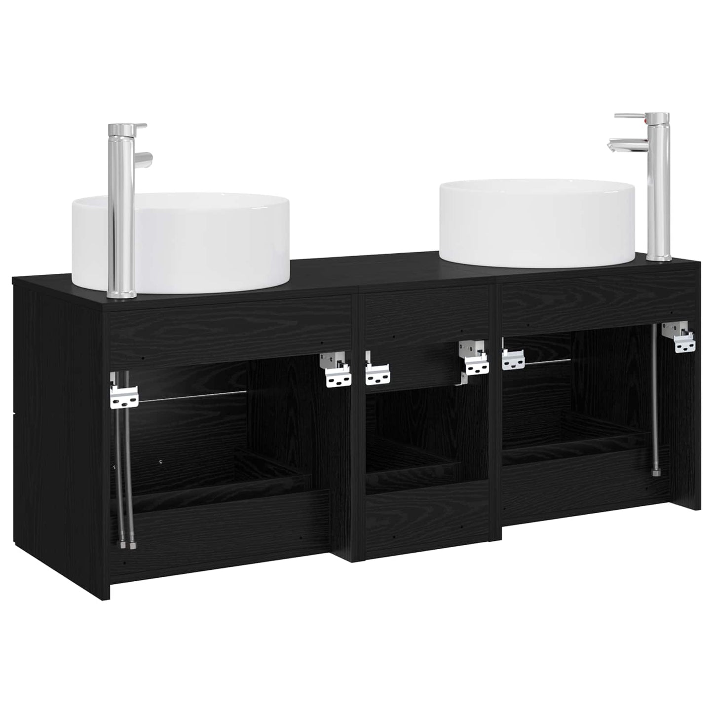 Badkamermeubelset 3 st Zwart 49,5 x 44,5 x 65,5 cm Bewerkt hout