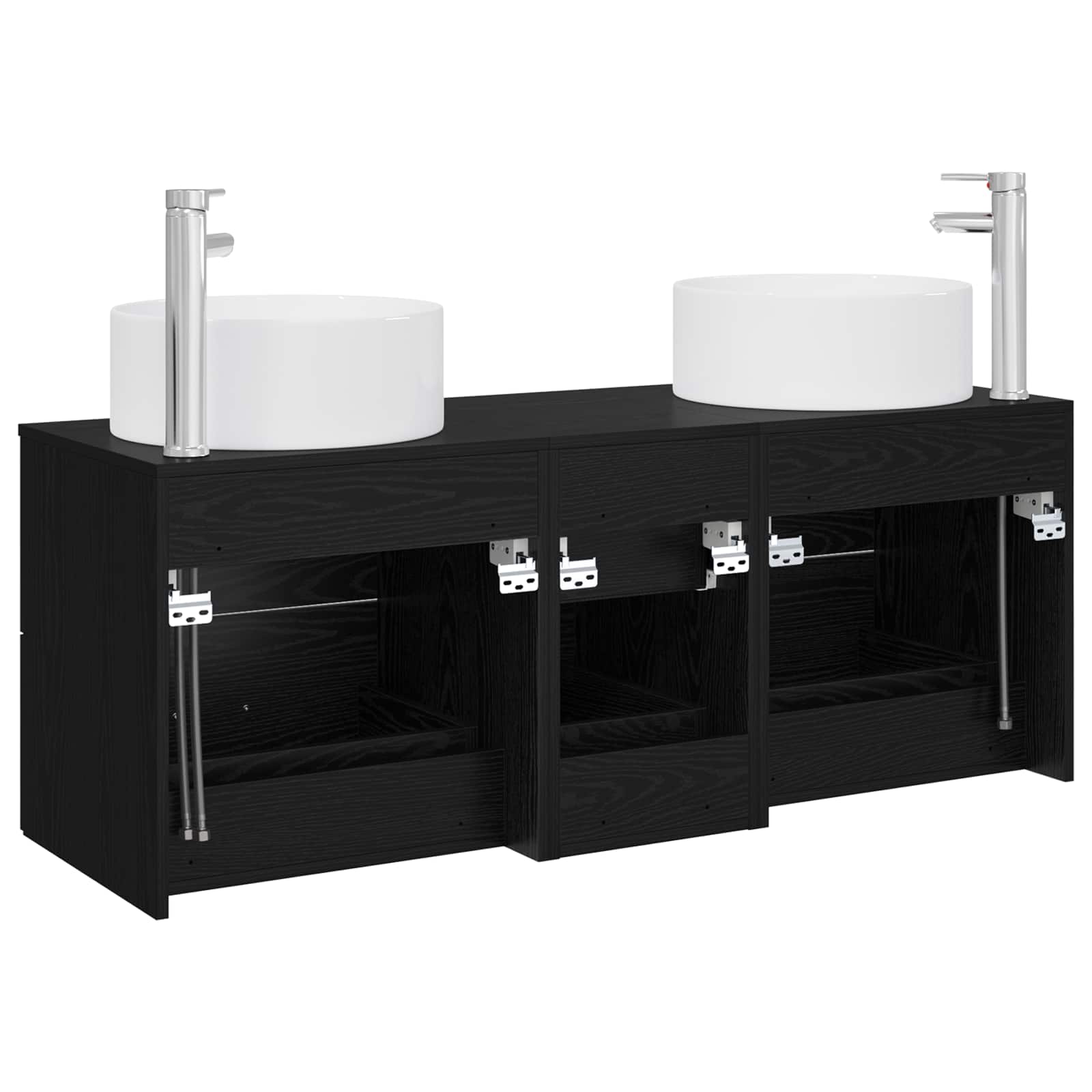Badkamermeubelset 3 st Zwart 49,5 x 44,5 x 65,5 cm Bewerkt hout