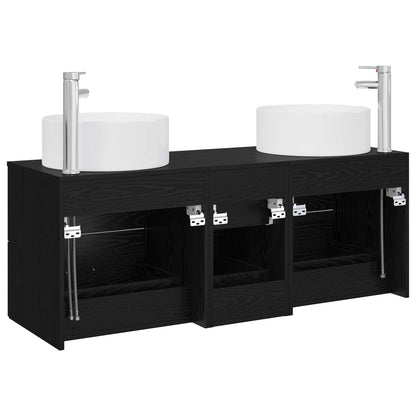 Badkamermeubelset 3 st Zwart 49,5 x 44,5 x 65,5 cm Bewerkt hout