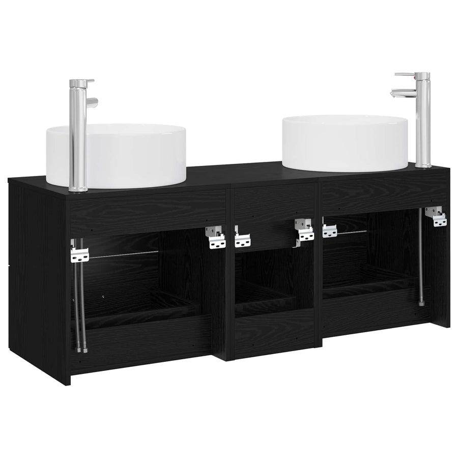 Badkamermeubelset 3 st Zwart 49,5 x 44,5 x 65,5 cm Bewerkt hout