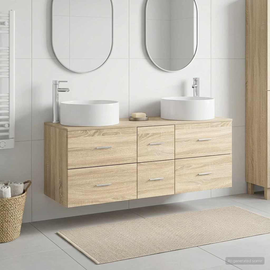 Badkamermeubelset 3 st Sonoma Eiken 49,5 x 44,5 x 65,5 cm