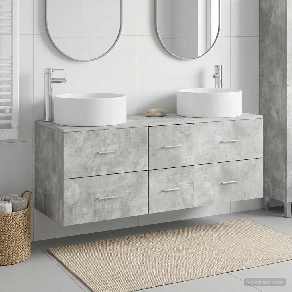 Badkamermeubelset 3 st Betongrijs 49,5 x 44,5 x 65,5 cm