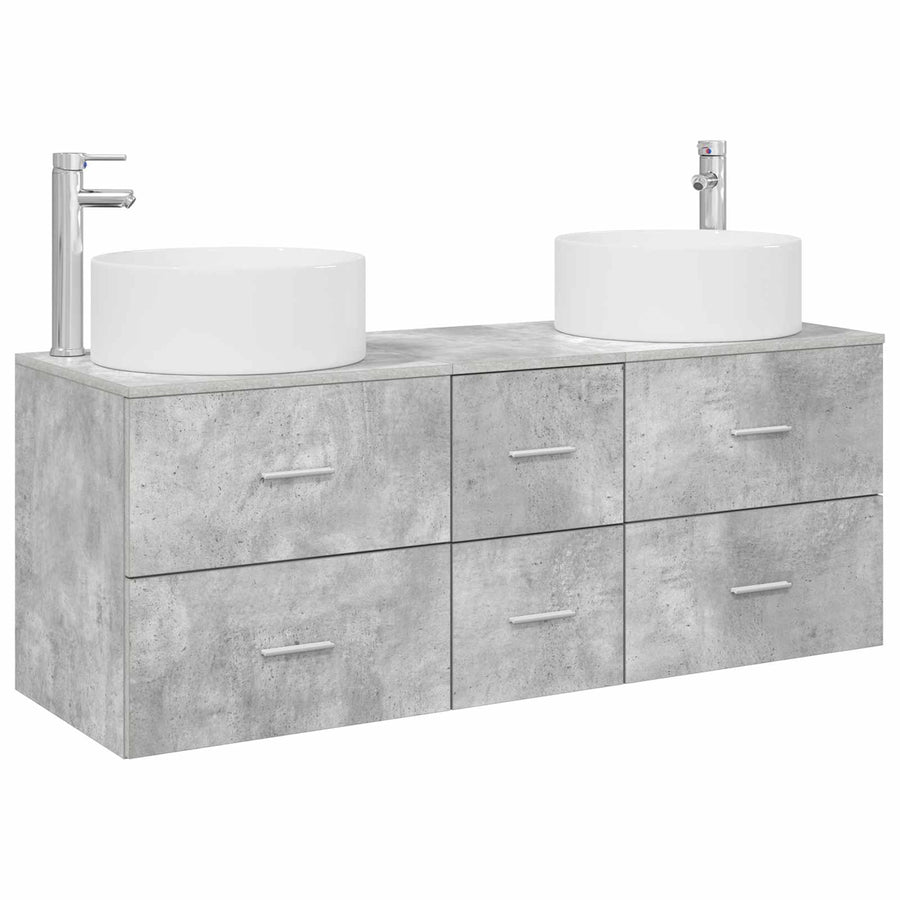 Badkamermeubelset 3 st Betongrijs 49,5 x 44,5 x 65,5 cm