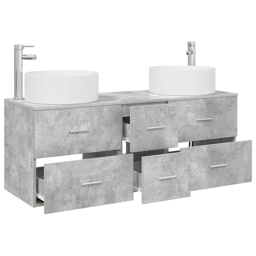 Badkamermeubelset 3 st Betongrijs 49,5 x 44,5 x 65,5 cm
