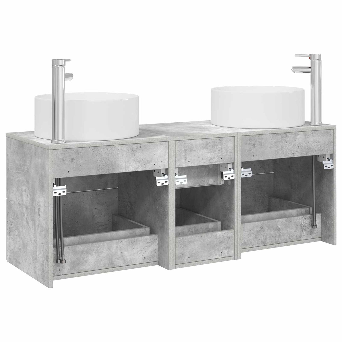 Badkamermeubelset 3 st Betongrijs 49,5 x 44,5 x 65,5 cm