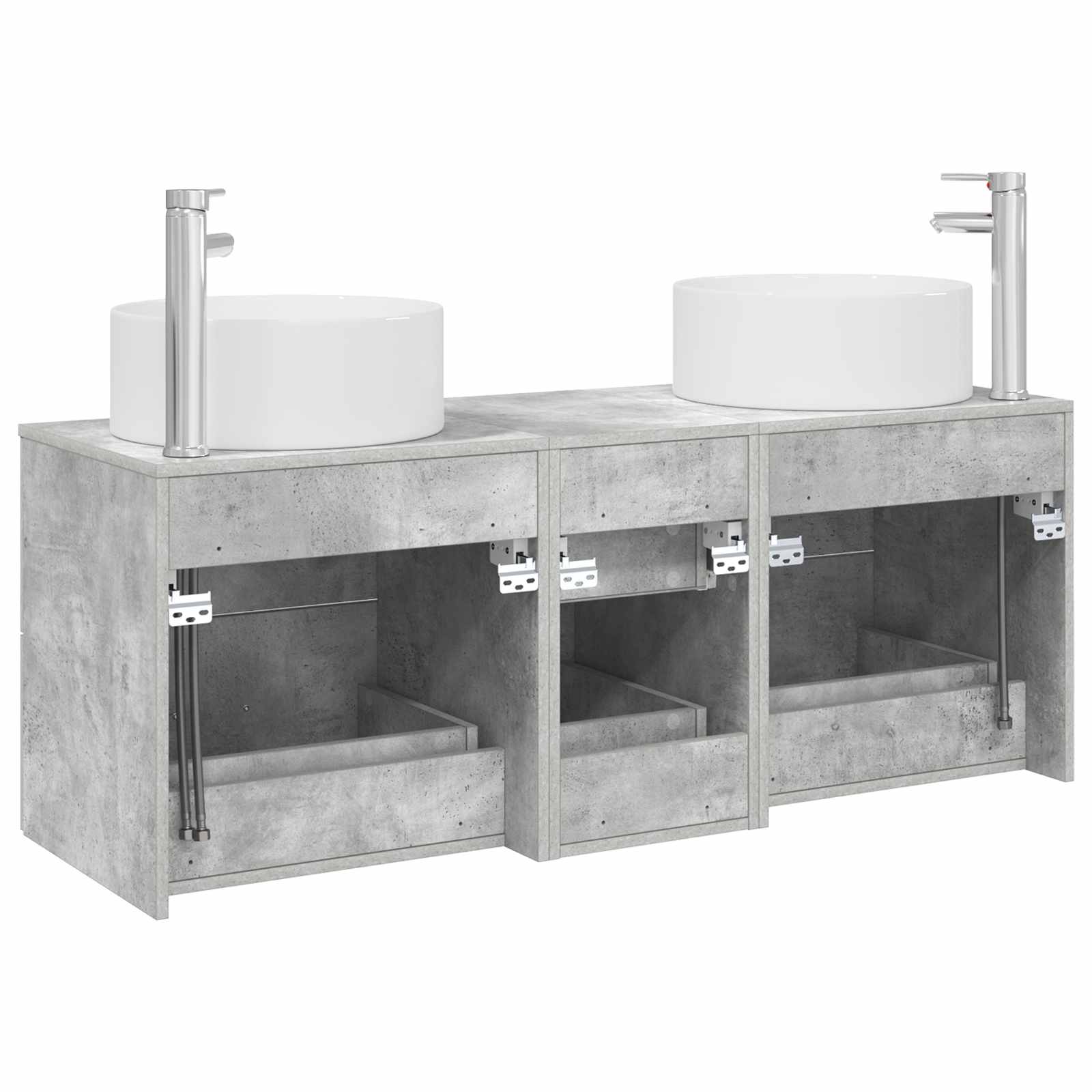 Badkamermeubelset 3 st Betongrijs 49,5 x 44,5 x 65,5 cm