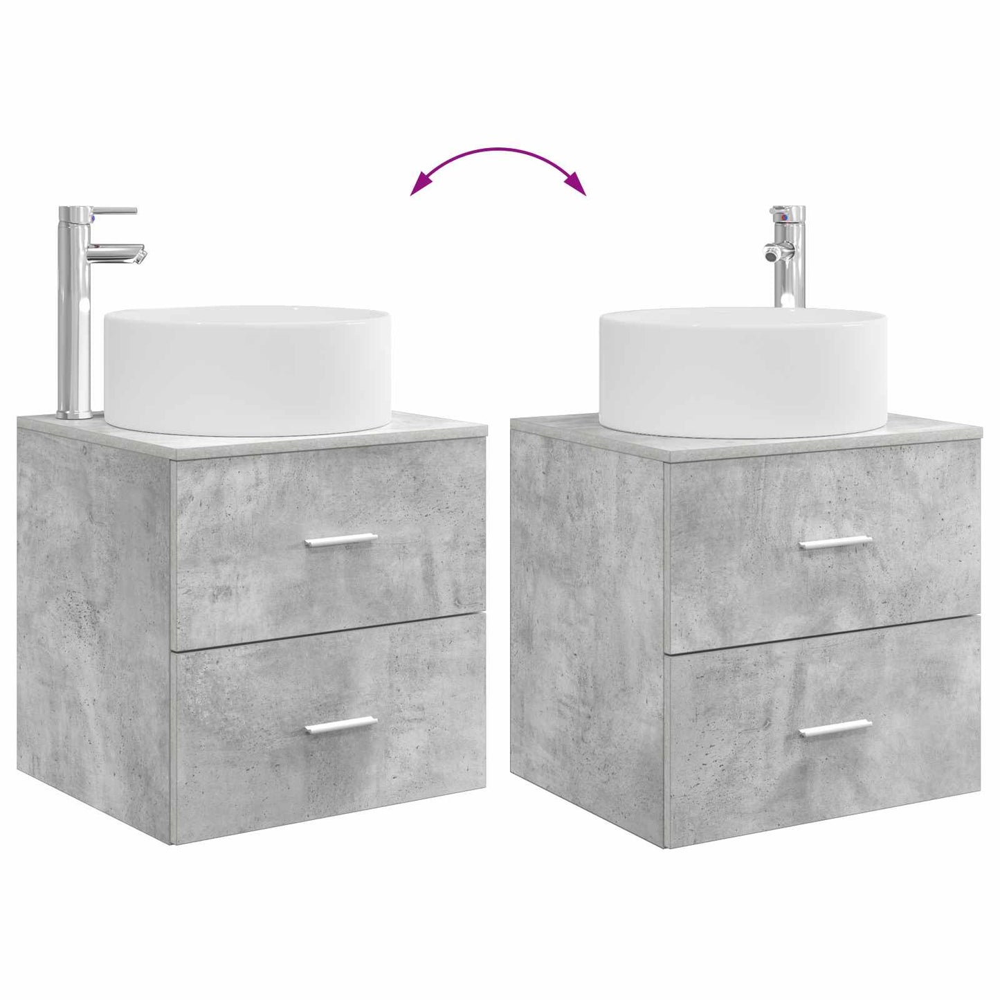 Badkamermeubelset 3 st Betongrijs 49,5 x 44,5 x 65,5 cm