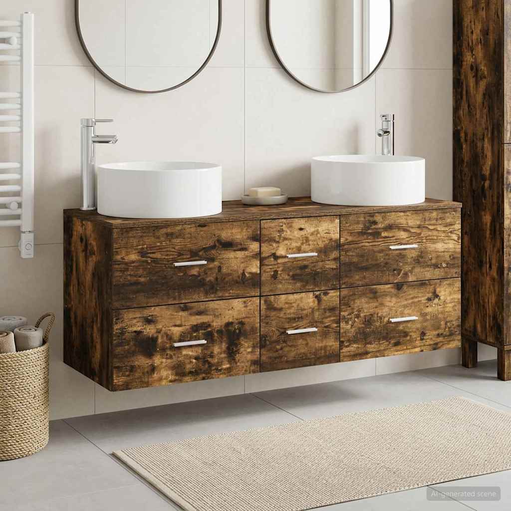 Badkamermeubelset 3 st Gerookt eiken 49,5 x 44,5 x 65,5 cm