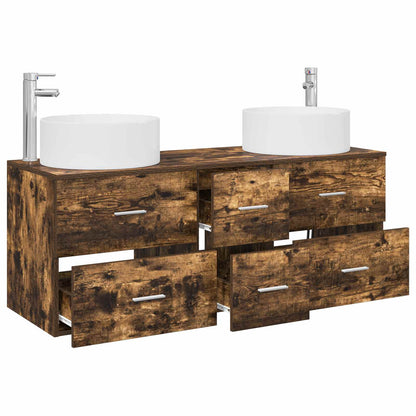 Badkamermeubelset 3 st Gerookt eiken 49,5 x 44,5 x 65,5 cm