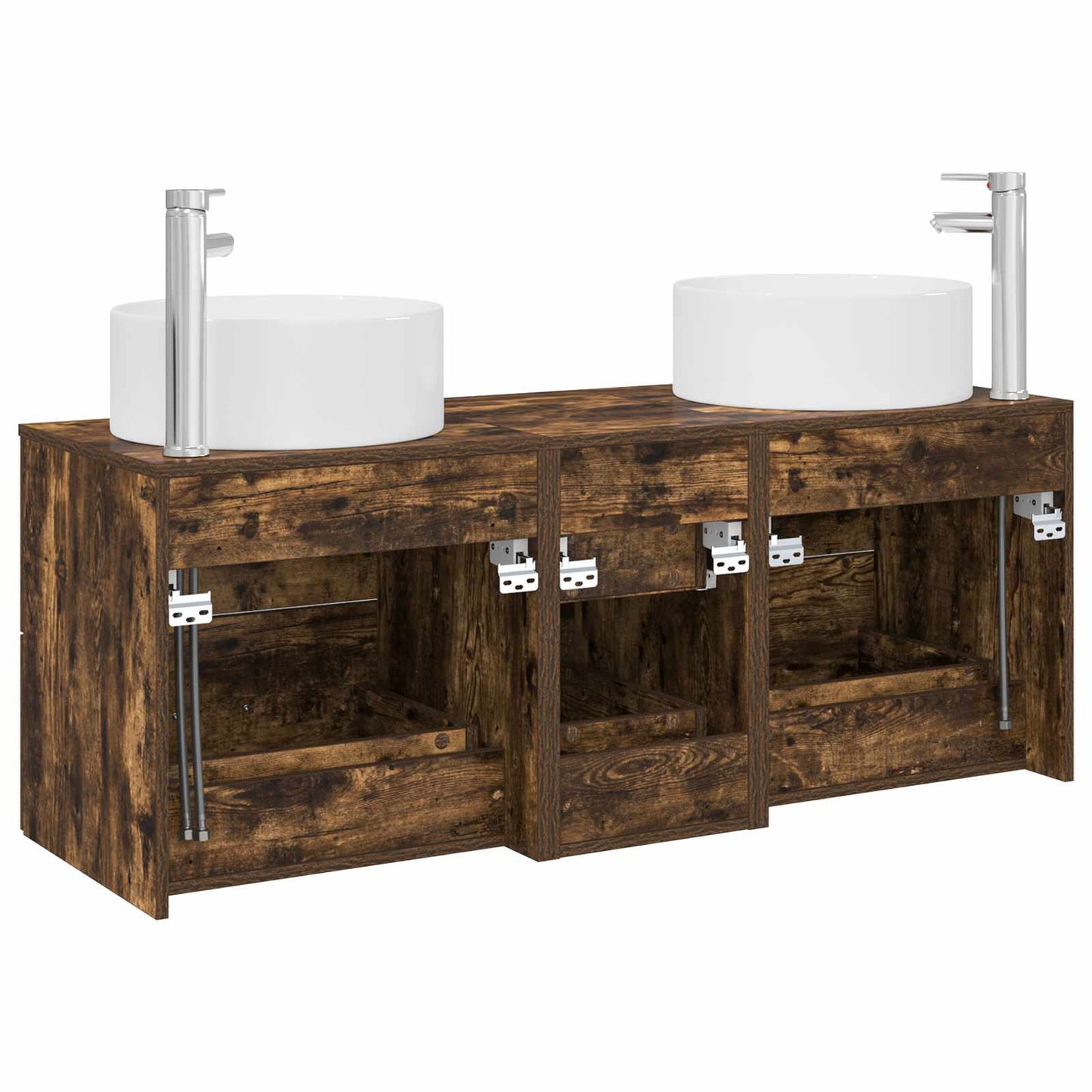 Badkamermeubelset 3 st Gerookt eiken 49,5 x 44,5 x 65,5 cm