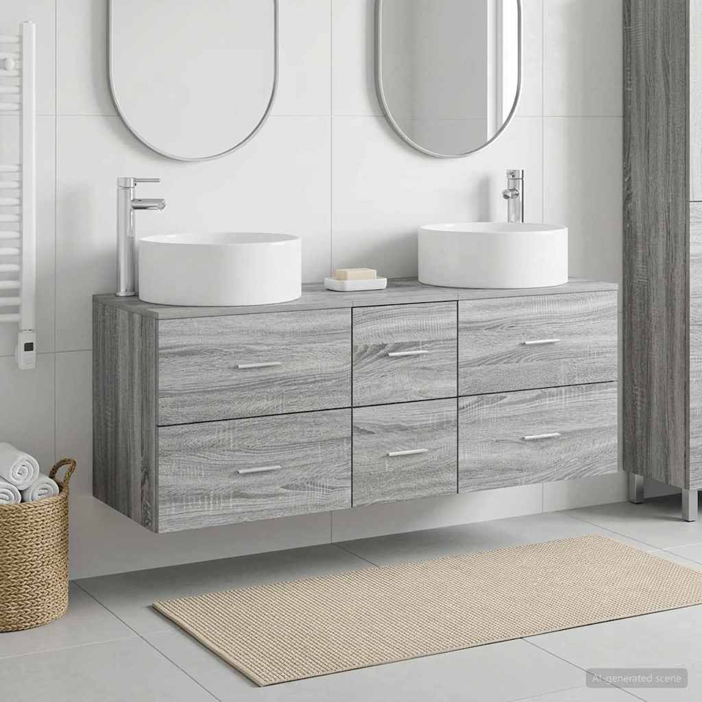 Badkamermeubelset 3 st Grijs Sonoma 49,5 x 44,5 x 65,5 cm