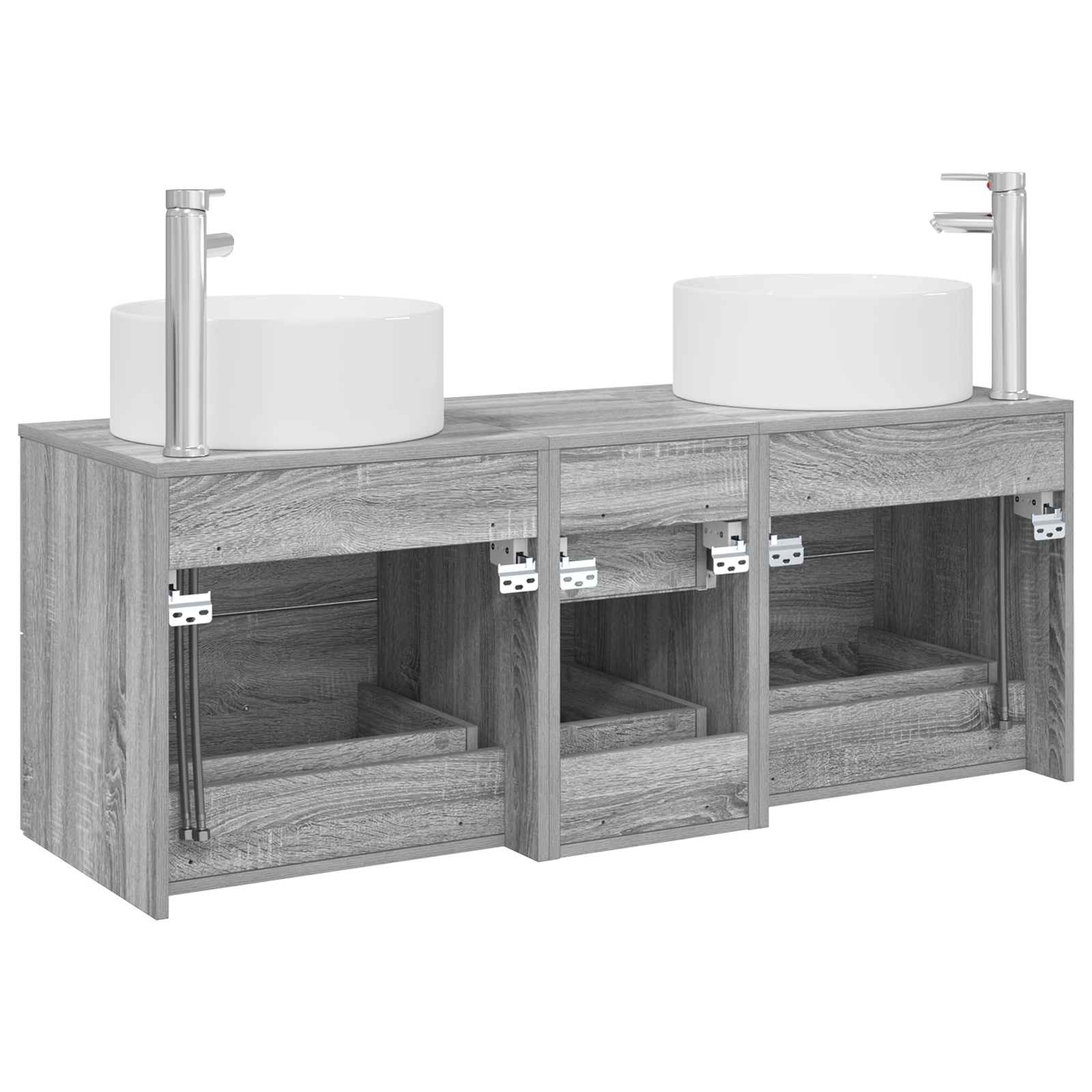 Badkamermeubelset 3 st Grijs Sonoma 49,5 x 44,5 x 65,5 cm