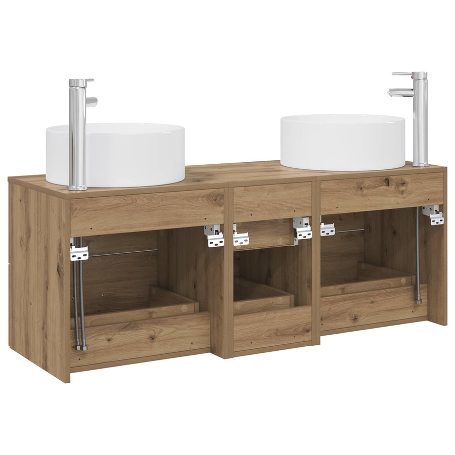 Badkamermeubelset 3 st Artisanaal eiken 49,5 x 44,5 x 65,5 cm