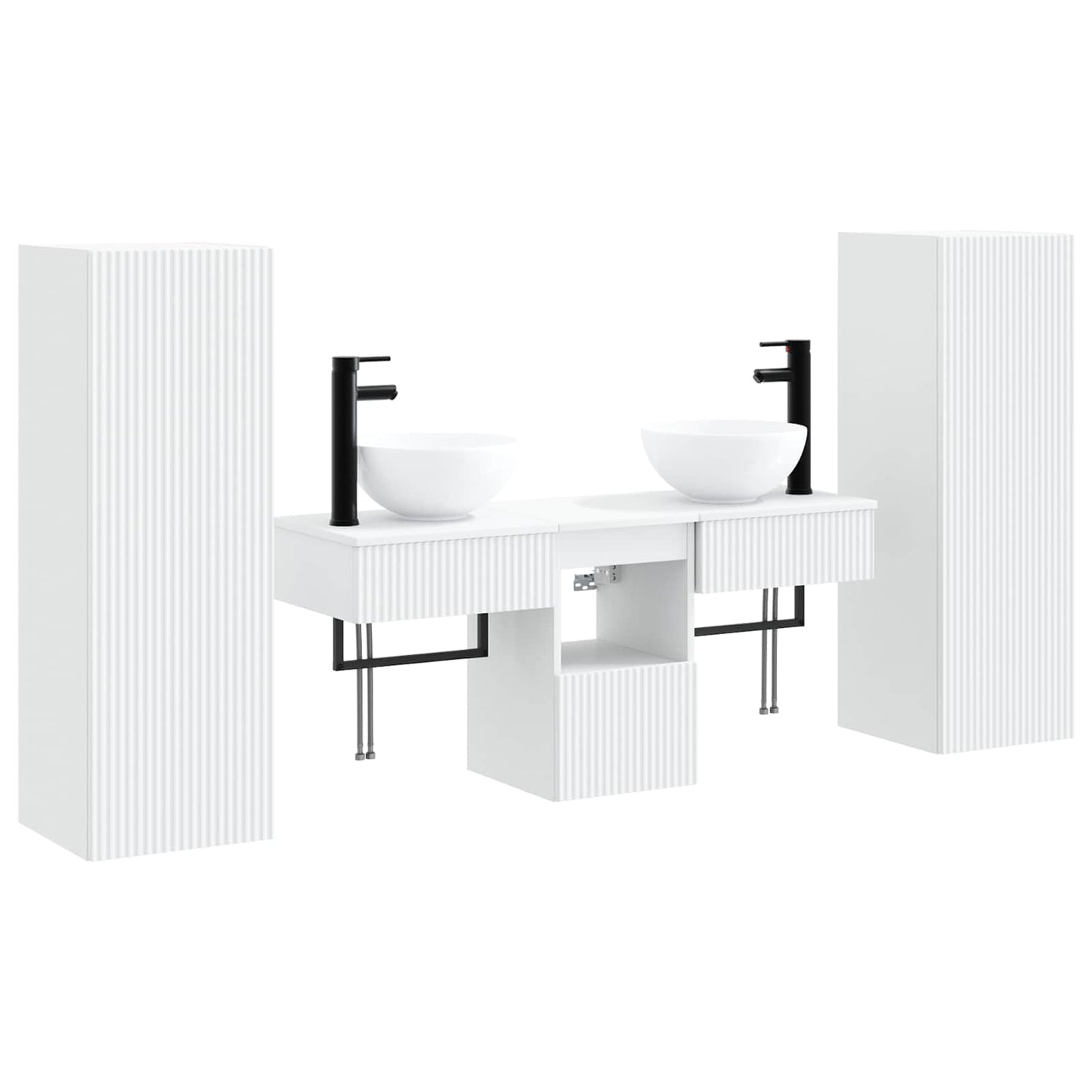 Badkamermeubelset 5 st Wit 33 x 34,5 x 100 cm Bewerkt hout