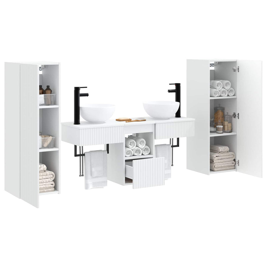 Badkamermeubelset 5 st Wit 33 x 34,5 x 100 cm Bewerkt hout