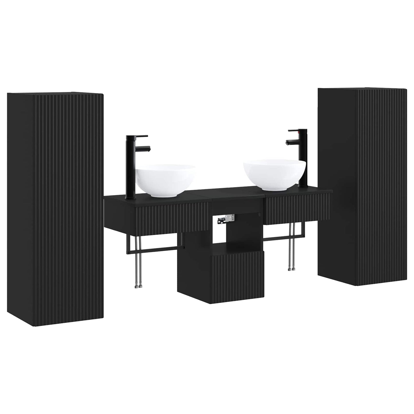 Badkamermeubelset 5 st Zwart 33 x 34,5 x 100 cm Bewerkt hout
