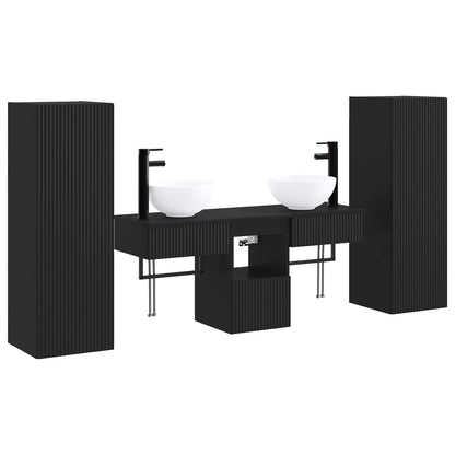 Badkamermeubelset 5 st Zwart 33 x 34,5 x 100 cm Bewerkt hout