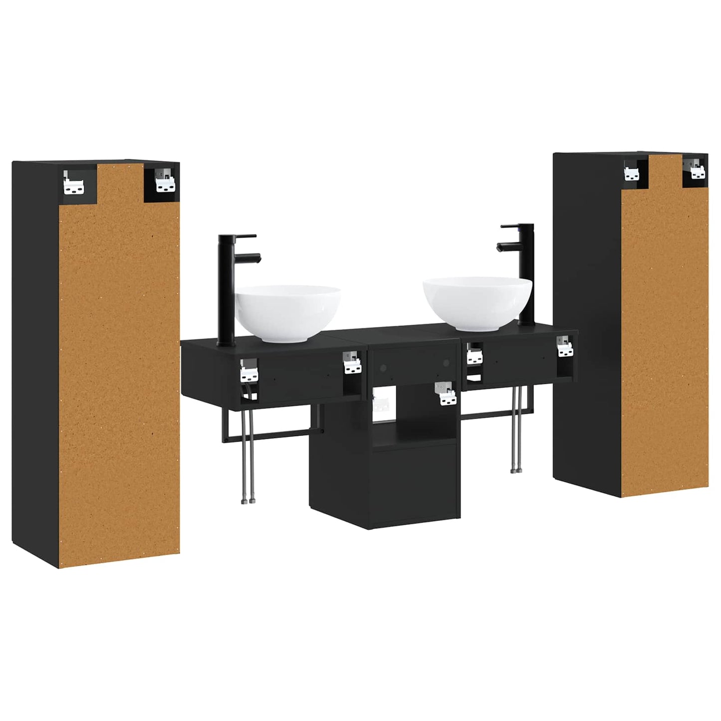 Badkamermeubelset 5 st Zwart 33 x 34,5 x 100 cm Bewerkt hout