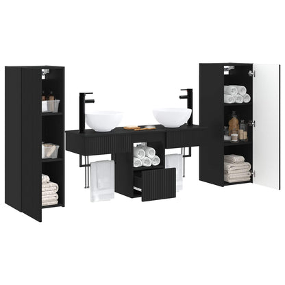 Badkamermeubelset 5 st Zwart 33 x 34,5 x 100 cm Bewerkt hout