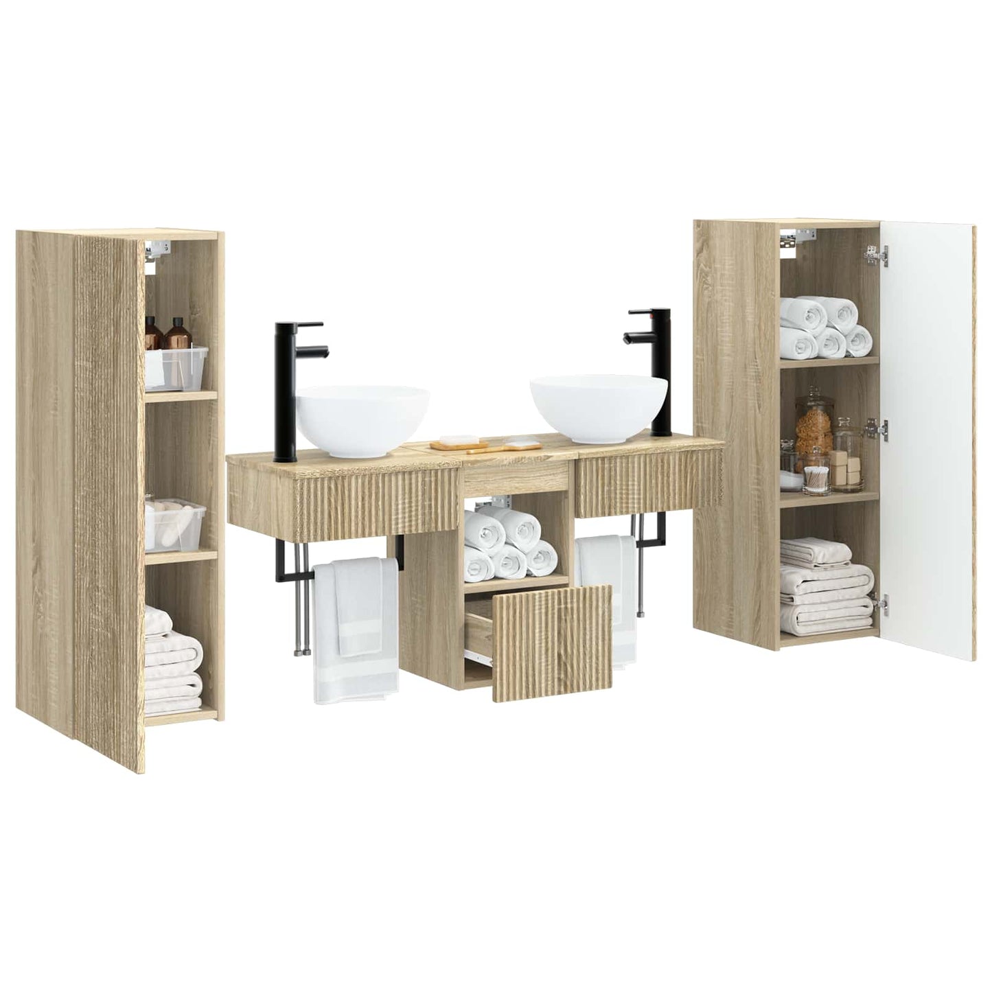 Badkamermeubelset 5 st Sonoma Eiken 33 x 34,5 x 100 cm