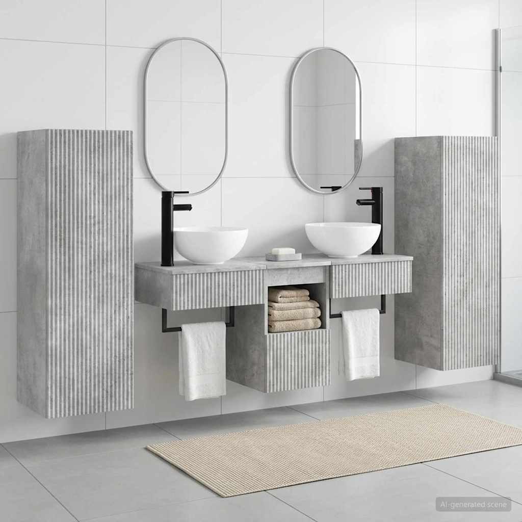 Badkamermeubelset 5 st Betongrijs 33 x 34,5 x 100 cm