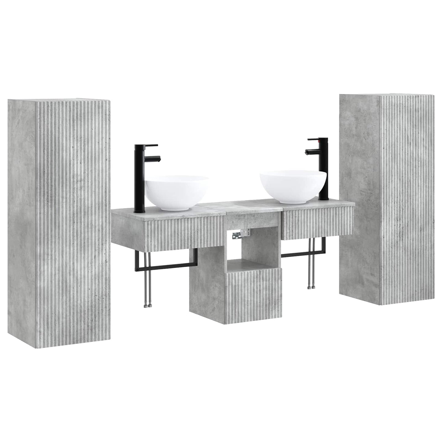 Badkamermeubelset 5 st Betongrijs 33 x 34,5 x 100 cm