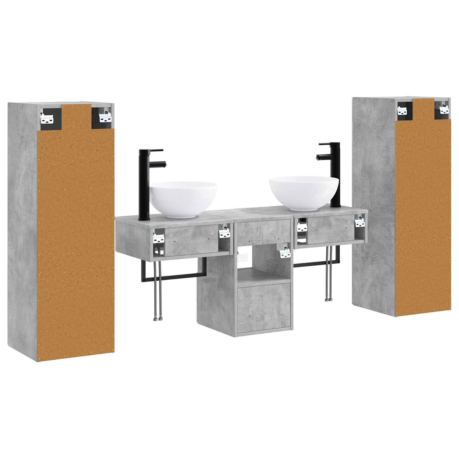 Badkamermeubelset 5 st Betongrijs 33 x 34,5 x 100 cm