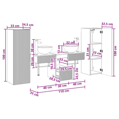 Badkamermeubelset 5 st Betongrijs 33 x 34,5 x 100 cm