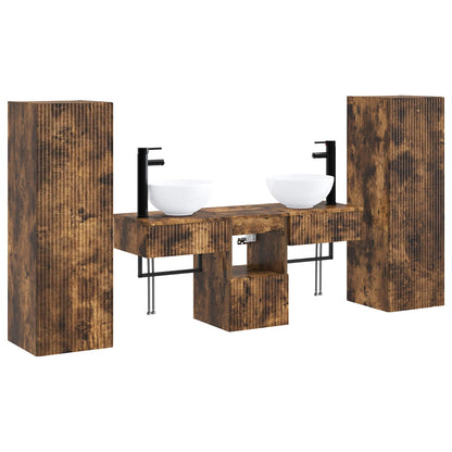 Badkamermeubelset 5 st Gerookt eiken 33 x 34,5 x 100 cm