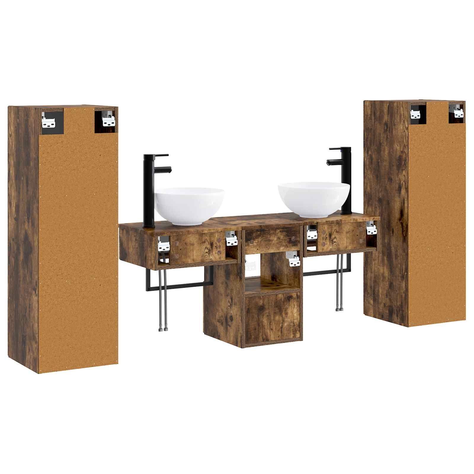 Badkamermeubelset 5 st Gerookt eiken 33 x 34,5 x 100 cm