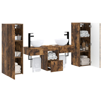 Badkamermeubelset 5 st Gerookt eiken 33 x 34,5 x 100 cm