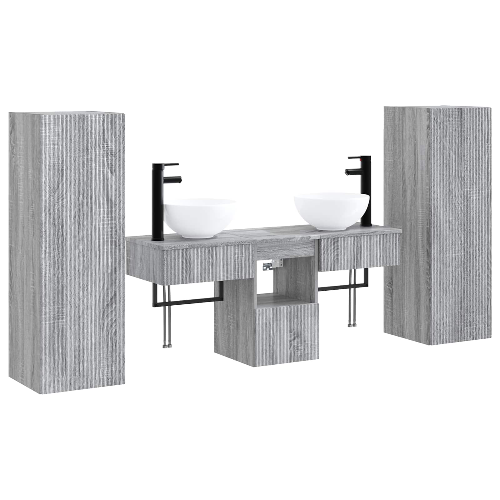 Badkamermeubelset 5 st Grijs Sonoma 33 x 34,5 x 100 cm