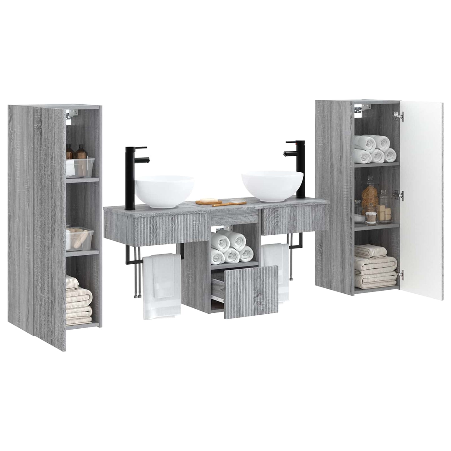 Badkamermeubelset 5 st Grijs Sonoma 33 x 34,5 x 100 cm