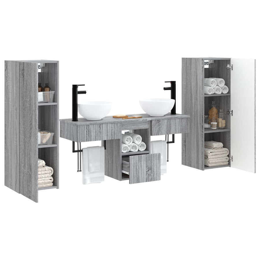 Badkamermeubelset 5 st Grijs Sonoma 33 x 34,5 x 100 cm