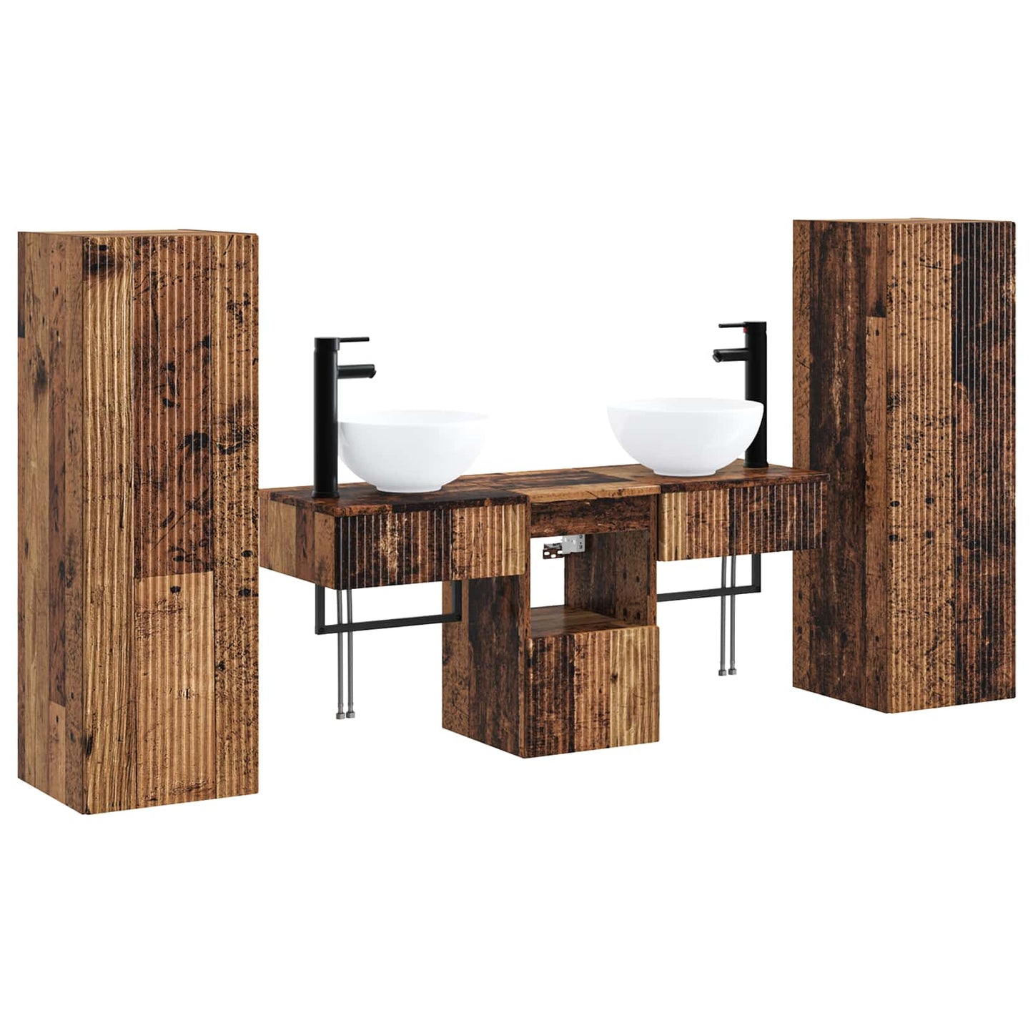 Badkamermeubelset 5 st Oud hout 33 x 34,5 x 100 cm Bewerkt hout