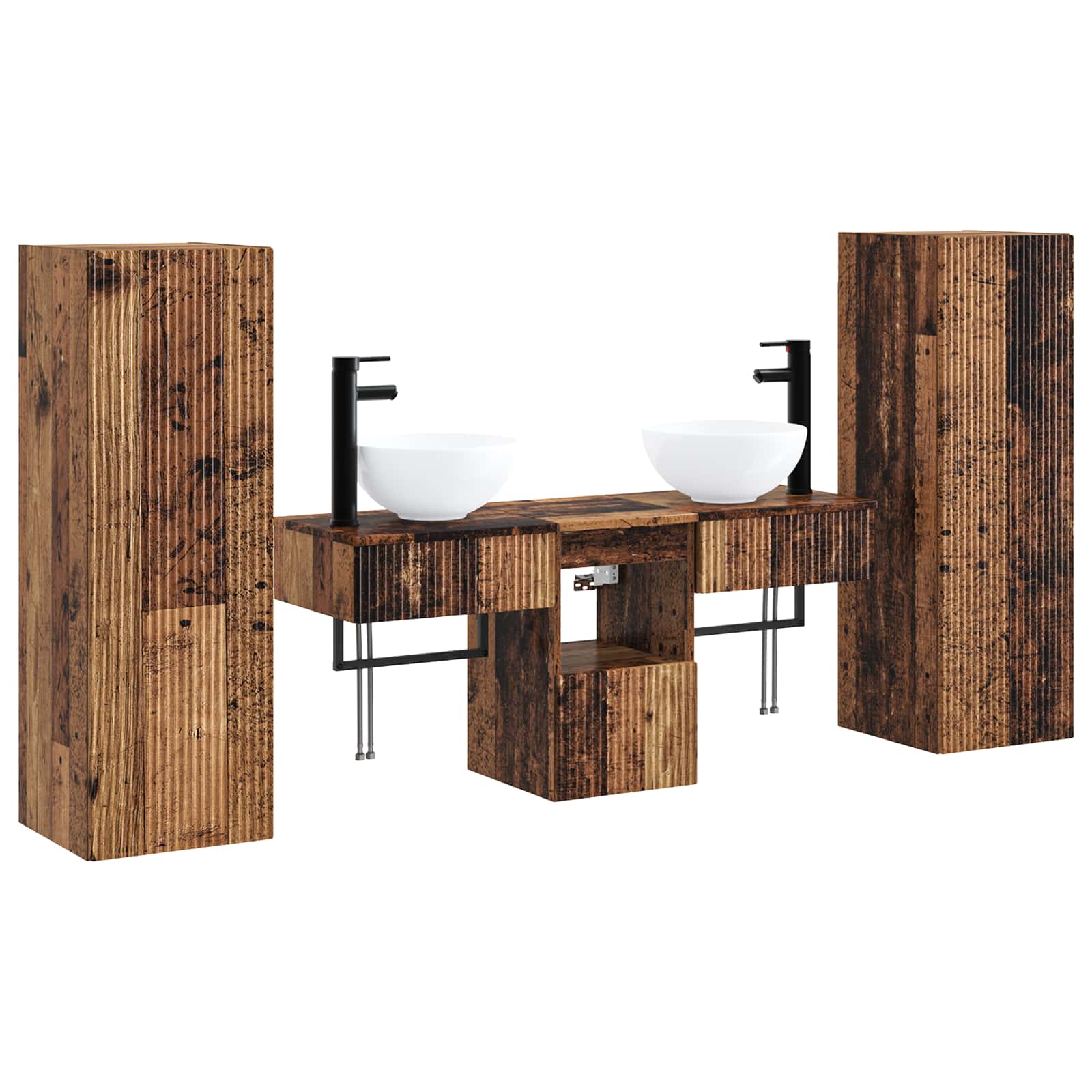 Badkamermeubelset 5 st Oud hout 33 x 34,5 x 100 cm Bewerkt hout