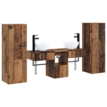 Badkamermeubelset 5 st Oud hout 33 x 34,5 x 100 cm Bewerkt hout