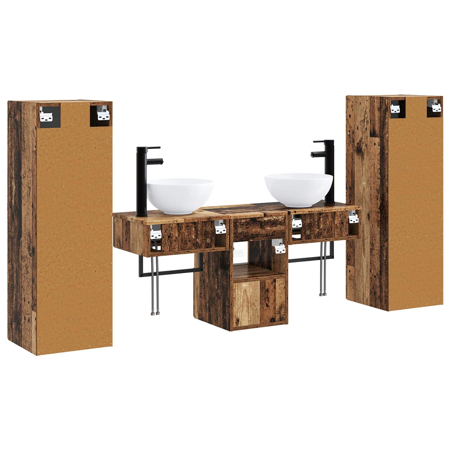 Badkamermeubelset 5 st Oud hout 33 x 34,5 x 100 cm Bewerkt hout