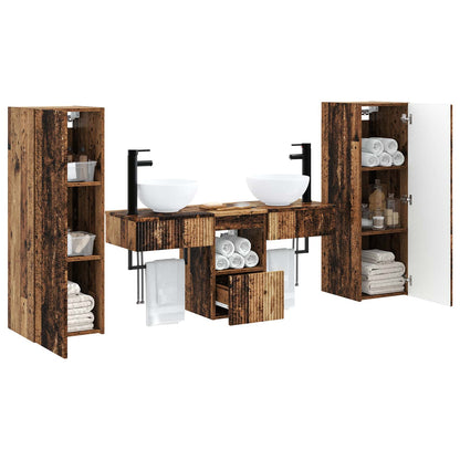 Badkamermeubelset 5 st Oud hout 33 x 34,5 x 100 cm Bewerkt hout