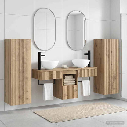 Badkamermeubelset 5 st Artisanaal eiken 33 x 34,5 x 100 cm