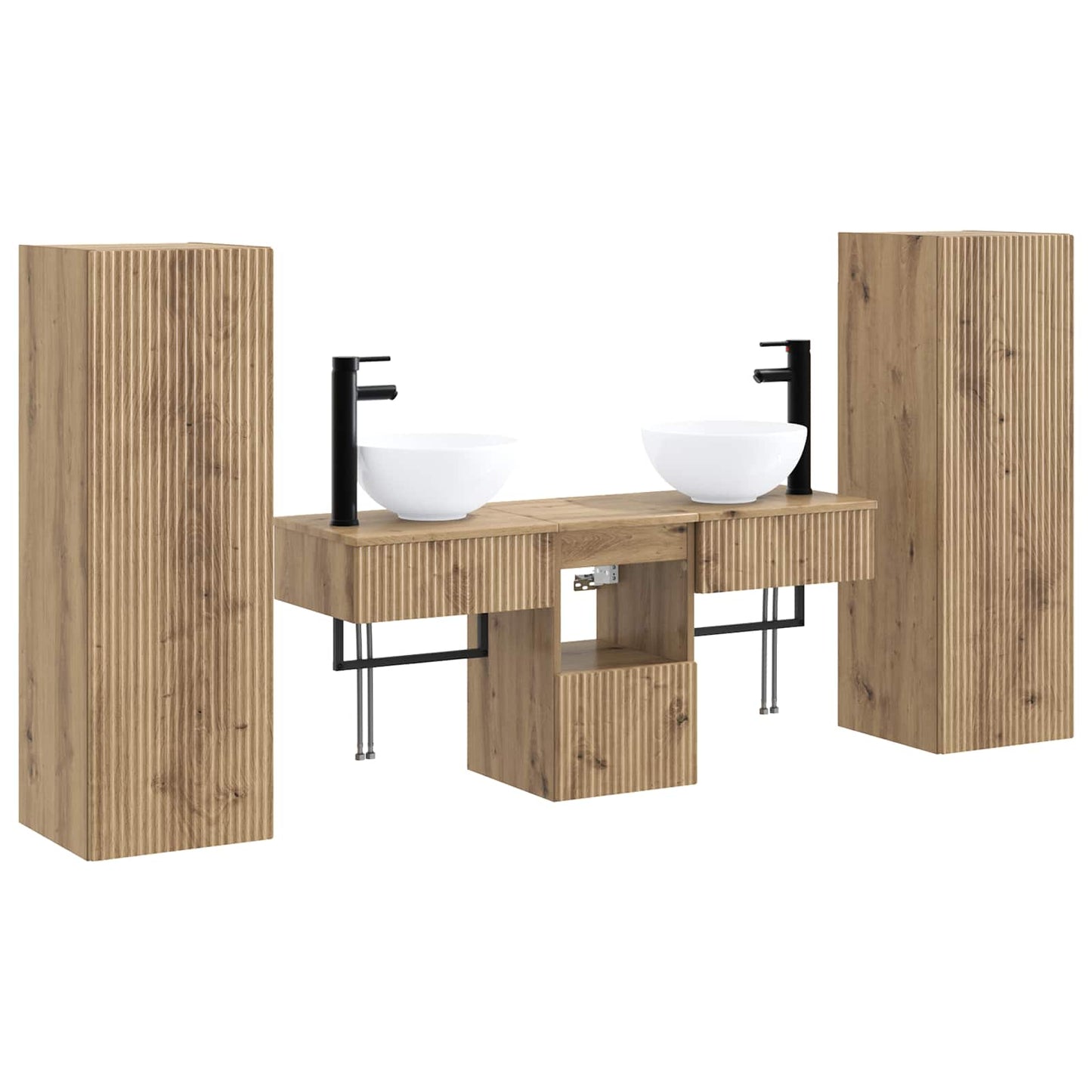 Badkamermeubelset 5 st Artisanaal eiken 33 x 34,5 x 100 cm