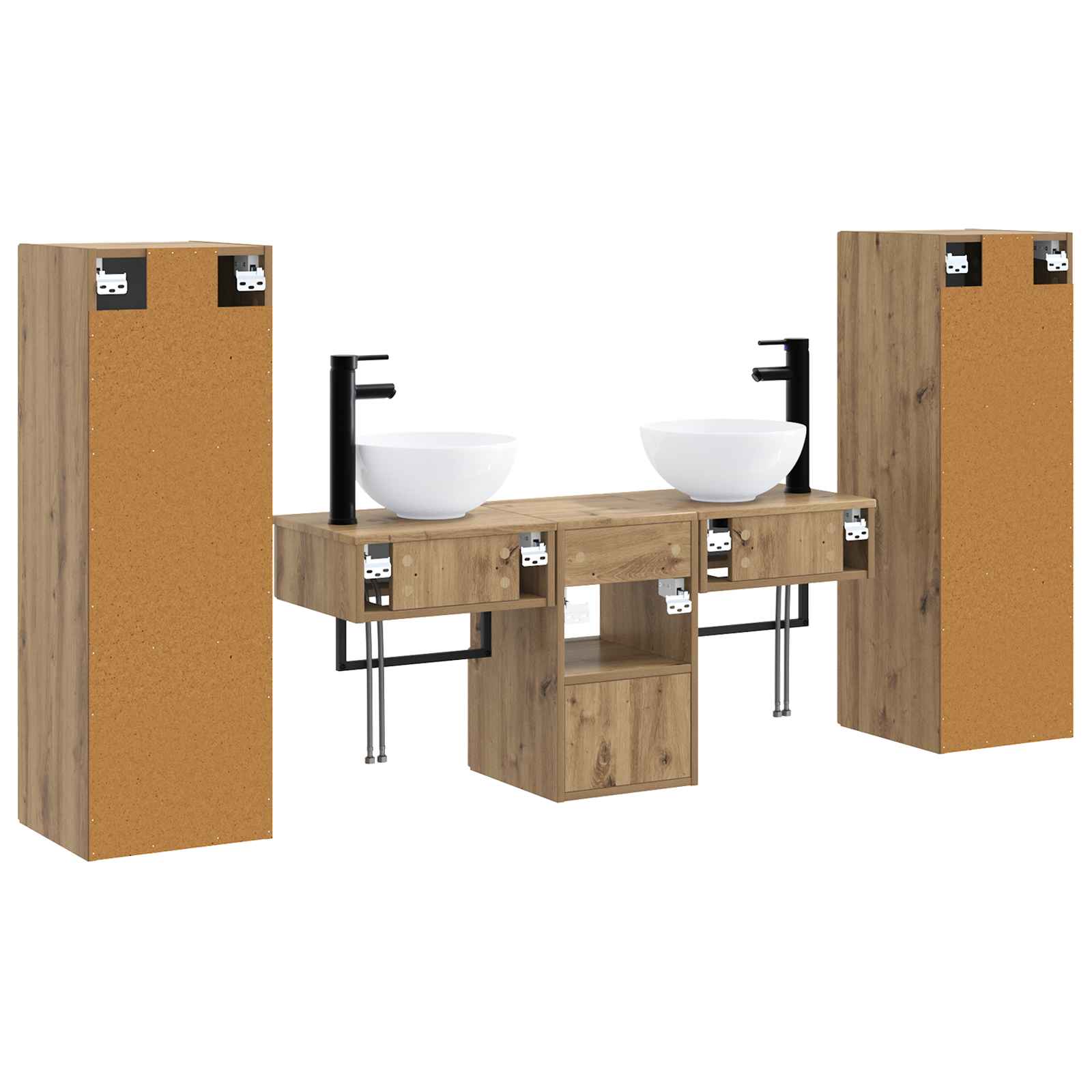 Badkamermeubelset 5 st Artisanaal eiken 33 x 34,5 x 100 cm
