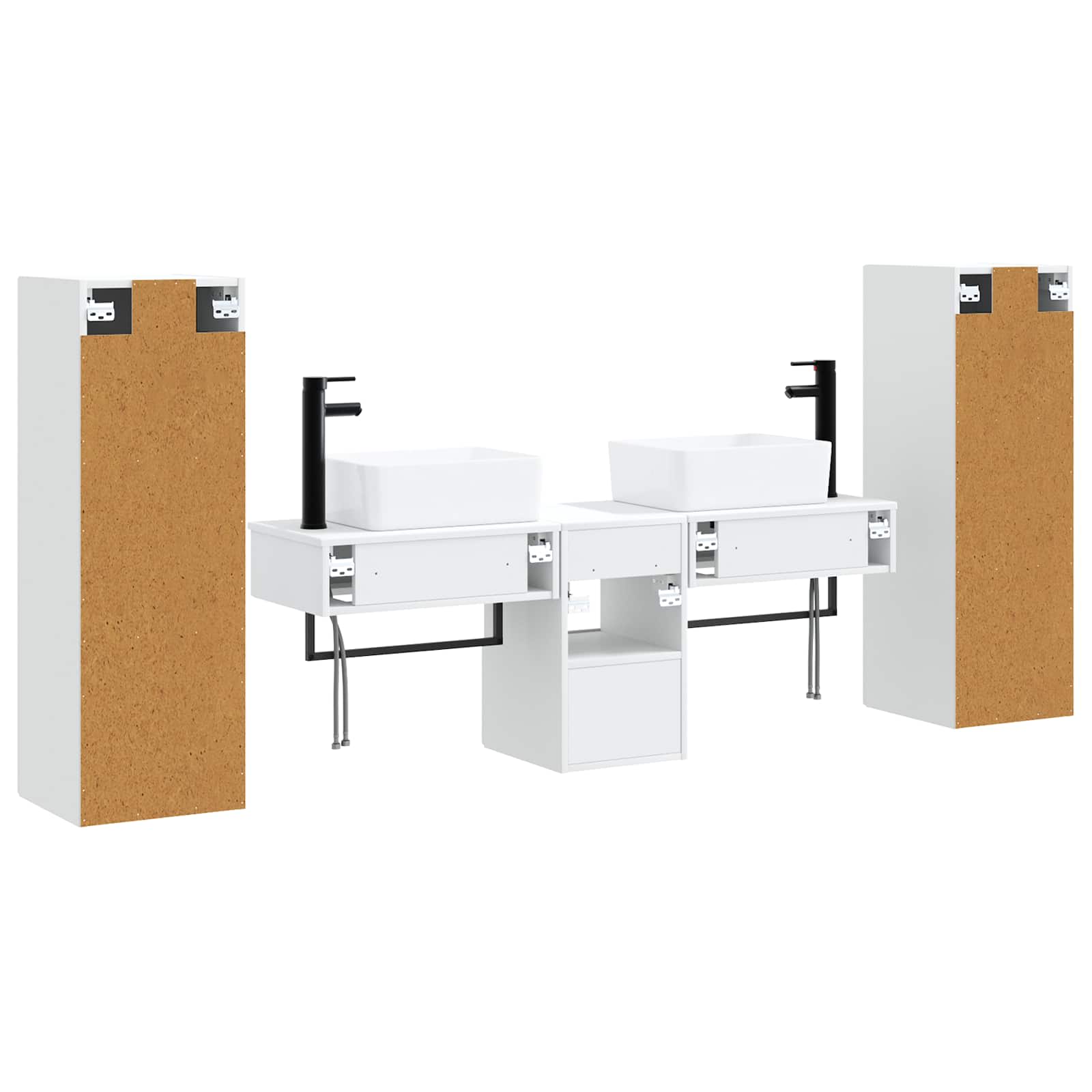 Badkamermeubelset 5 st Wit 33 x 34,5 x 100 cm Bewerkt hout